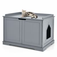 Hooya Cat Litter Box Enclosure with Double Doors for Large Cat and Kitty (Grey)