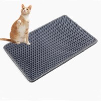 Cat Litter Mat, Kitty Litter Trapping Mat, Double Layer Mats with MiLi Shape 21  x 14  Grey