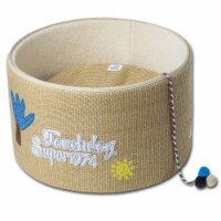 Pet Life Touchcat Claw-ver Nest Rounded Scratching Cat Bed w/ Teaser Toy (Khaki)