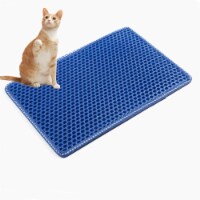 Kitty Litter Trapping Mat, Double Layer Mats with MiLi Shape Scratching design 21  x 14  Blue