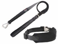 Geo-prene 2-in-1 Shock Absorbing Neoprene Padded Reflective Dog Leash (black - Lerge)