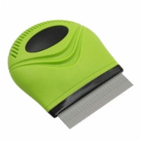 Pet Life Grazer Handheld Travel Grooming Cat and Dog Flea and Tick Comb (Green)