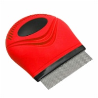 Pet Life Grazer Handheld Travel Grooming Cat and Dog Flea and Tick Comb (Red)