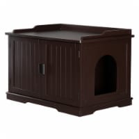 FCH Cat Litter Box Enclosure Cabinet, Large Wooden Indoor Storage Bench Furniture /Pet Mat