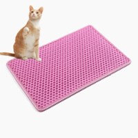 Cat Litter Mat, Kitty Litter Trapping Mat, Double Layer Mats with MiLi Shape 21  x 14  Pink