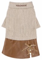 Pet Life Touchdog Modress Fashion Designer Dog Sweater and Dress (Brown-Large)