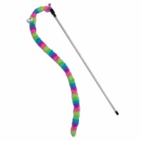 Pet Life Touchcat Worm-Tail Designer Wand Cat Teaser (Rainbow)