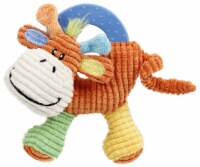 Moo-cifier Plush Squeaking and Rubber Teething Newborn Puppy Dog Toy(Orange / Green / Yellow)