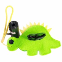 Pet Life Fleece Dog Shaped Travel Waste Bag Dispenser with 2 Rolls (green)