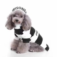Pet Life Striped Retro Inmate Prisoner Pet Dog Costume Uniform (BLACK / WHITE-Small)