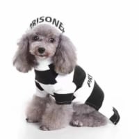 Pet Life Striped Retro Inmate Prisoner Pet Dog Costume Uniform (Black/White-Medium)
