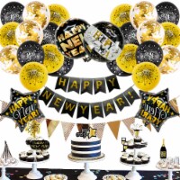 New Year's Decoration Balloon Set 2023 Festival (New Year Golden Flag Balloon Suit 1-Gold)