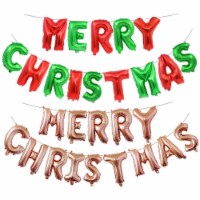 Christmas decorations 16  merry christmas letter aluminum film balloon set (gold)