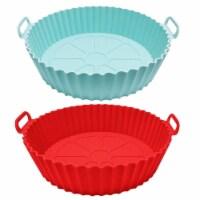 Department Store 1/2pcs Air Fryer Silicone Air Fryer Basket Food Safe Accessories (Red+Blue)