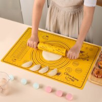Department Store 1pc Bear Cartoon Kneading Pad Rolling Pin; Baking Set (Orange)