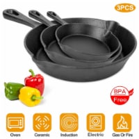 Department Store 3Pcs Pre-Seasoned Cast Iron Skillet Safe Cookware Heat-Resistant Frying Pan