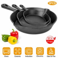 Department Store 3Pcs Pre-Seasoned Cast Iron Skillet Safe Cookware Heat-Resistant Frying Pan