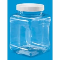 Food Grade PET Plastic Square Grip Storage Jar w/ Cap - 16 Fluid Ounces- BUY 1 GET 1 FREE
