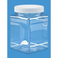 Food Grade PET Plastic Square Grip Storage Jar w/ Cap - 32 Fluid Ounces BUY 1 GET 1 FREE