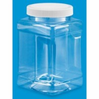 Food Grade PET Plastic Square Grip Storage Jar w/ Cap - 64 Fluid Ounces.  BUY 1 GET 1 FREE