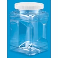Food Grade PET Plastic Square Grip Storage Jar w/Cap - 48 Fluid Ounces, BUY 1 GET 1 FREE