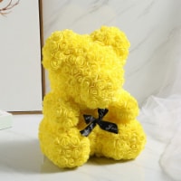 Gifts for Women - Rose Bear - Rose Flower Bear Hand Made Rose Teddy Bear - (Yellow)