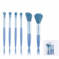 6 Piece Soft Makeup Brush Set Portable Eyeshadow & Blush Brushes Set of Makeup Tools (Blue)