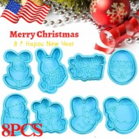 3D Biscuit Cutter - 8PCS Plastic Non-Stick Bunny Egg Cookie Stamp - Easter & Xmas Party Décor