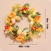 DIY Rattan Wreath - Glowing Yellow Flowers and Eggs - Happy Easter Party Decoration For Home