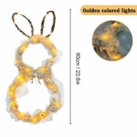 Easter DIY Folded Rattan Wreath with Lights - Bunny Pendant Easter Decoration for Home Party