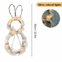 Easter DIY Folded Rattan Wreath with Lights - Bunny Pendant Easter Decoration for Home Party