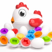 Toddler Chicken Easter Eggs Toys - Color Matching Game Shape Sorter With 6 Toy Eggs For Kids