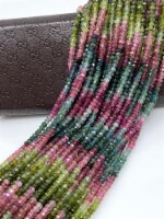 Natural Tourmaline Gemstone Beads - Multi, 14.5