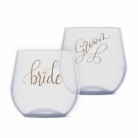 Women's Bride and Groom Silicone Wine Cups by Silipint (14 oz. Wine Glasses) - Set of Two