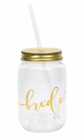 Women's 16 oz. Plastic Mason Jar with Gold Lid and Writing