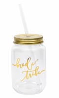 Women's 16 oz. Plastic Mason Jar with Gold Lid and Writing