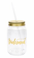 Women's 16 oz. Plastic Mason Jar with Gold Lid and Writing
