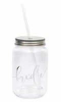 Women's 16 oz. Plastic Mason Jar with Silver Lid and Writing