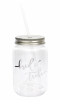 Women's 16 oz. Plastic Mason Jar with Silver Lid and Writing