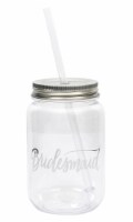 Women's 16 oz. Plastic Mason Jar with Silver Lid and Writing