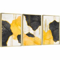 Framed Canvas Wall Paintings-Golden & Black Abstract Art-Aesthetic Prints for Interior Décor
