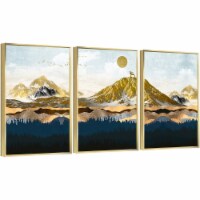 Framed Canvas Wall Paintings - Golden Sun Set Mountain - Aesthetic Prints for Interior Décor