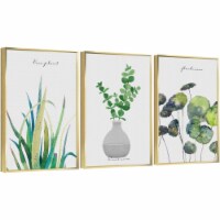 Framed Canvas Wall Paintings-Green Leaves Botanical Paintings-Aesthetic Prints for Décor