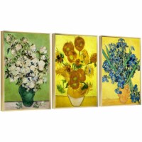 Framed Canvas Wall Paintings-Roses & Sunflowers & Irises-Aesthetic Prints for Interior Décor