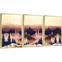 Framed Canvas Wall Paintings-Sun Rising Mountain Views-Aesthetic Prints for Interior Décor