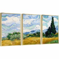Framed Canvas Wall Paintings-Wheat Field with Cypresses-Aesthetic Prints for Interior Décor