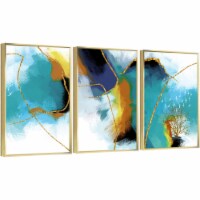 Framed Canvas Wall Paintings -Triptych Abstract Watercolor - Prints for Interior Décor