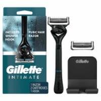 Men's Intimate Pubic Hair Razor; 1 Handle; 2 Blade Refills