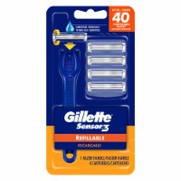 Men's Sensor3 Refillable Razor; 1 Razor Handle; 4 Razor Blade Refills