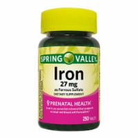 Iron as Ferrous Sulfate Tablets Dietary Supplement; 27 mg; 250 Count